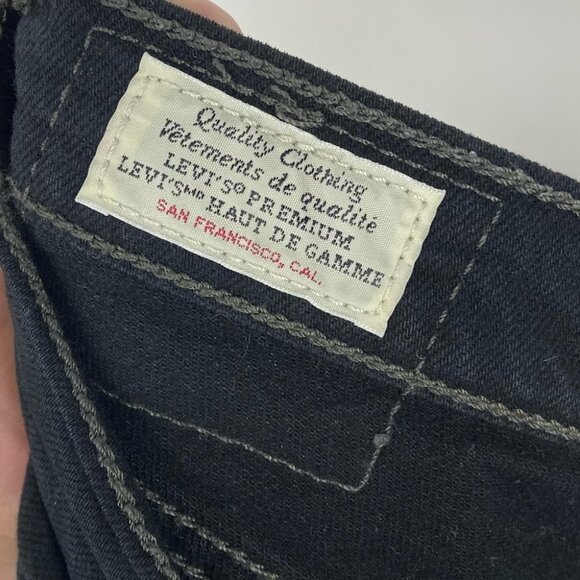 Levis Wedgie Icon Fit Black Size 26 Button Fly High Rise Raw Hem Distressed Jean - Picture 11 of 14